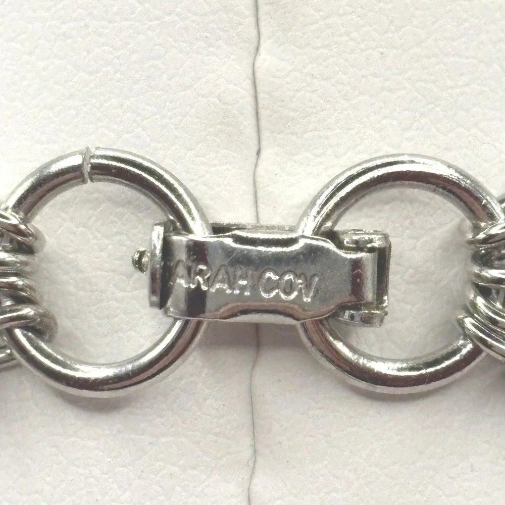 Sarah Coventry Vintage Silver‎ Tone 7 Strand Textured Link Chain Necklace 17.5